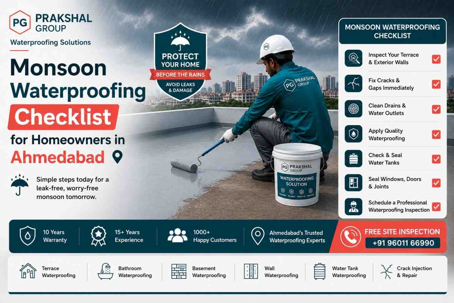 Monsoon waterproofing checklist for Ahmedabad